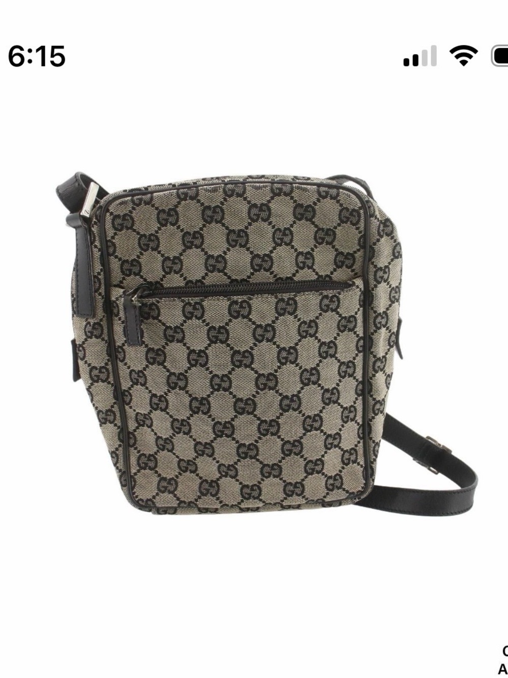 Gucci Beige and Black GG Canvas Bag